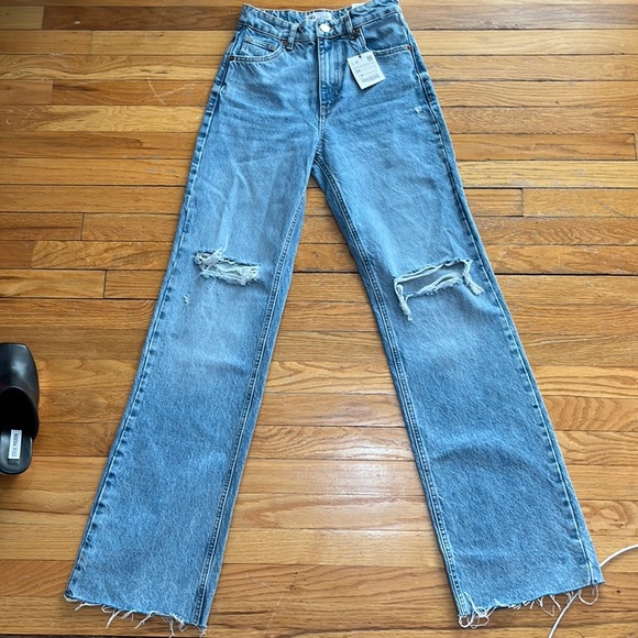Zara Jeans Zara High Rise Full Length Wide Leg Jeans Size 2 Nwt 645